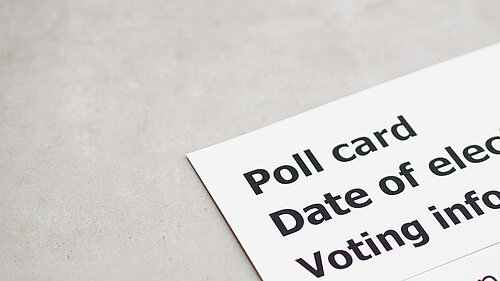The corner of a poll card for an election