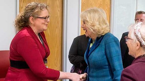 Cllr Skelt shaking hands with HRH 