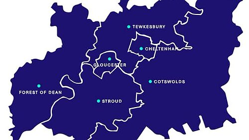 Gloucestershire map by council