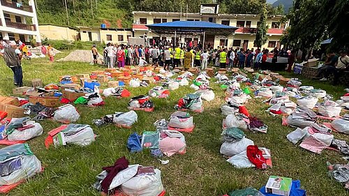 Relief packs for flood affected residents in Nepal