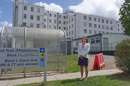 Helen Maguire MP outside St Helier