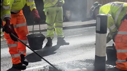 Gloucestershire Highways fixing a local road